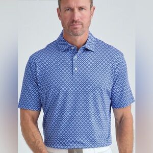 Bermuda Sands Jon Blue Patterned Polo Shirt XL